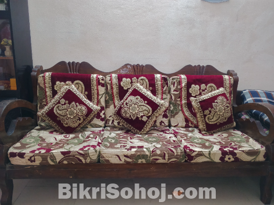 শীল কড়ই সোফা সেট + টেবিল